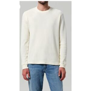 M906) Citizens of Humanity Cream Waffle Crewneck Long Sleeve Thermal Top Large